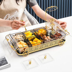 歐式玻璃水果盤乾果分格家用客廳茶几創意點心現代糖果零食小吃盤