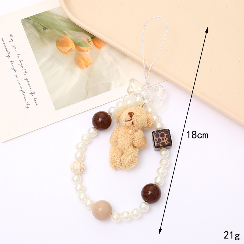 Venta caliente Internet celebridad con cuentas amor teléfono cadena anti-perdida gota resistente teléfono caso diy perla cadena corta teléfono cordón