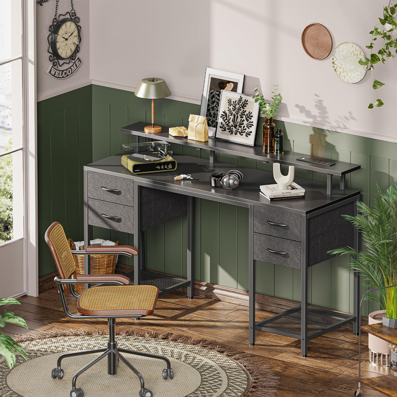 Cross-Border Manufacturers Wholesale Computer Desks, Office Desks with Drawers, Writing Desks with Monitor Stands, Work Desks