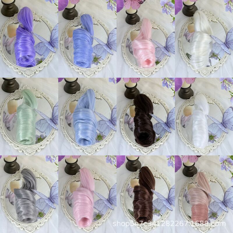 Cotton Doll Wig Cartoon Hair Clip Ponytail Cute Human-Shaped Doll Toy Roman Curly Hair Manufacturer Wholesale in Stock