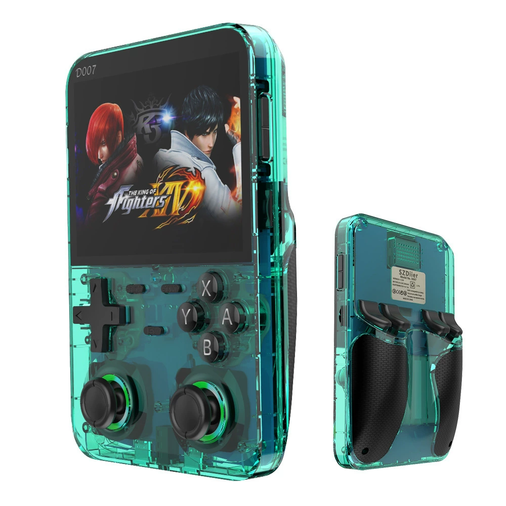 Retro handheld console D007 Plus, 5‑inch open‑source, dual analog sticks, multi‑color