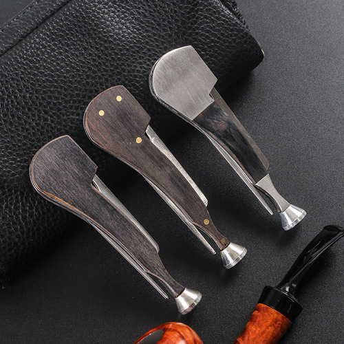 Ebony pipe stainless steel three-in-one tobacco knife tool wholesale pipe knife pressure stick ebony scraper pipe cleaning
