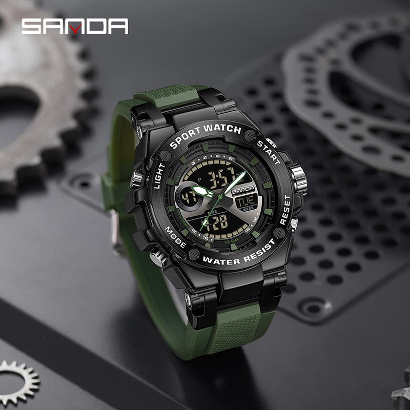 SANDA Europa y América tendencia ocio negocio reloj hombre reloj multifuncional reloj de alarma cronómetro nocturna reloj electrónico LED