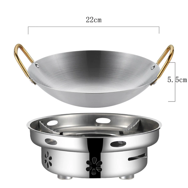 Alcohol stove + (22cm small dry pot, golden ear thickened version)