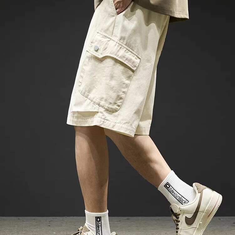 Men's Summer Cargo Shorts Plus Size Trendy Casual Loose Multi-Pocket Shorts for Outdoor Wear