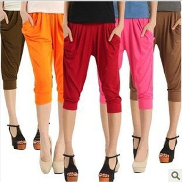 Outer Wear Cropped Harem Pants Large Size Elastic Summer Korean Style Sugar Multicolor Leggings Fashionable Women's Casual Pants