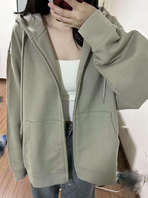山东即墨卫衣连帽外套女2025新款早秋宽松慵懒风韩系甜美显瘦开衫|undefined