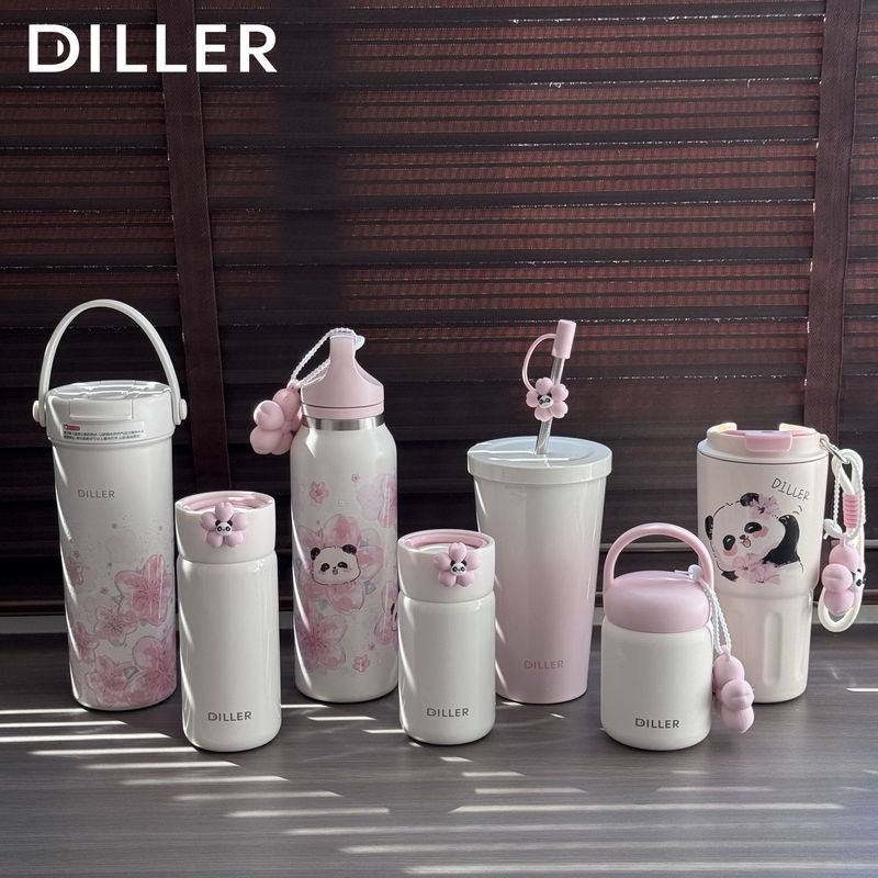 Dilebel ガールズサクラパンダシリーズ 316 ステンレス鋼魔法瓶カップかわいいポータブル小容量コーヒーカップ|undefined