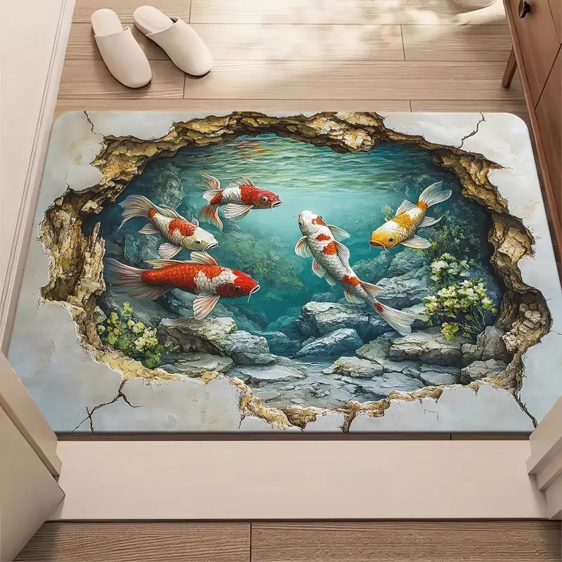 3d Illusion Bathroom Mat, Soft Absorbent Quick Dry Non-slip Rug_voghion.com