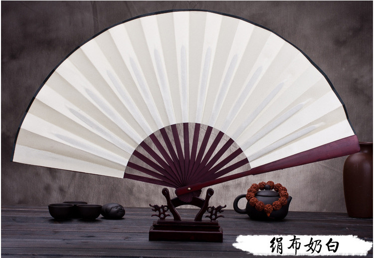 Fabricante de publicidad personalizado arte de regalo ventilador plegable ventilador personalizado seda papel de arroz en blanco gran ventilador de hueso de bambú