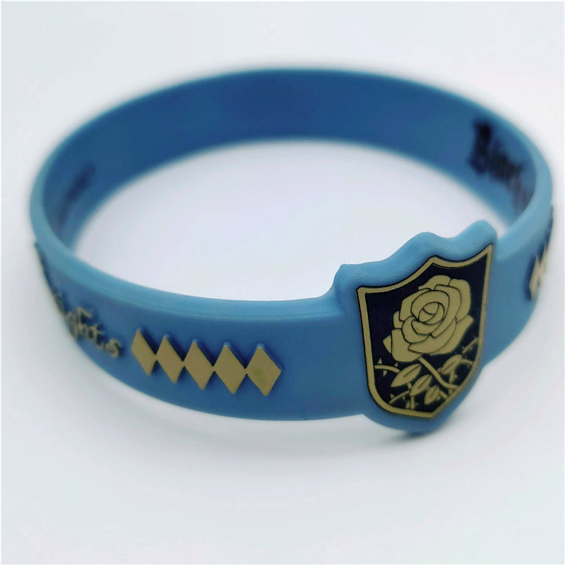 handheld silicone blue geometric bracelet with letters