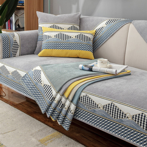 Nordic minimalist sofa cushion all-season anti-slip leather sofa cover, Plush velvet lightweight luxury seat cushion backrest cover