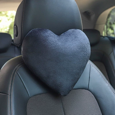Car Headrest, Neck Pillow, Heart-Shaped Car Pillow, Car Seat Cushion, Couple's Car Interior Accessories (Headrest) - black-single-pack