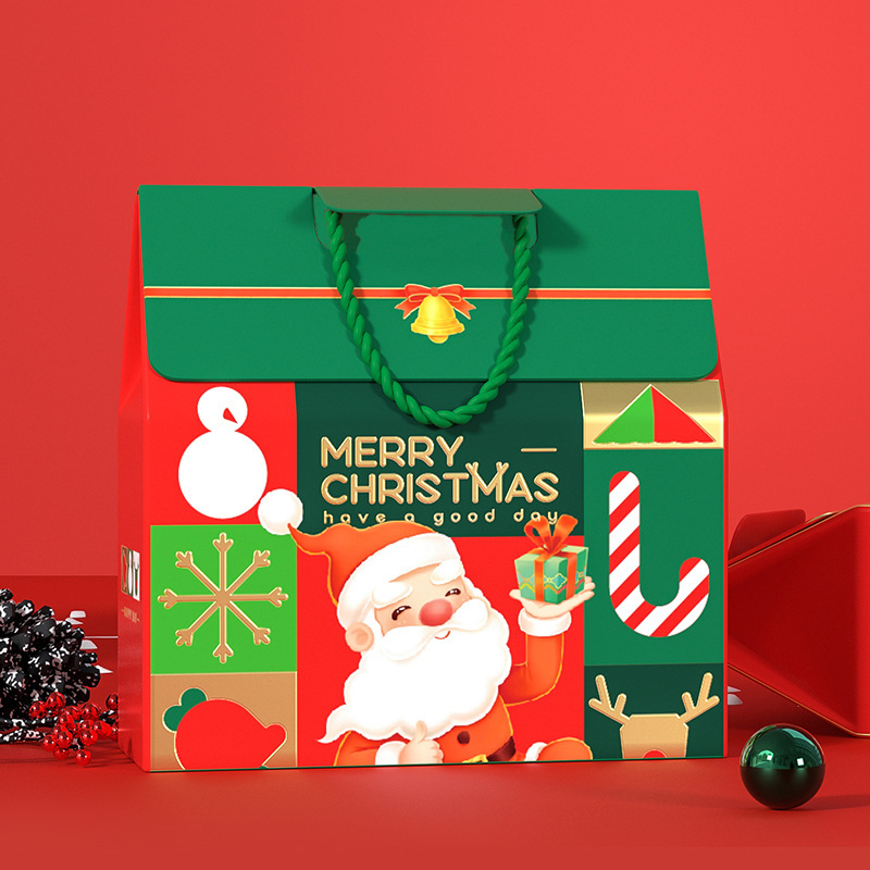 新しいクリスマスの手提げ箱の手提げ袋のリンゴのキャンデーのプレゼント箱の空の箱のクリスマスイブの包装のプレゼント|undefined