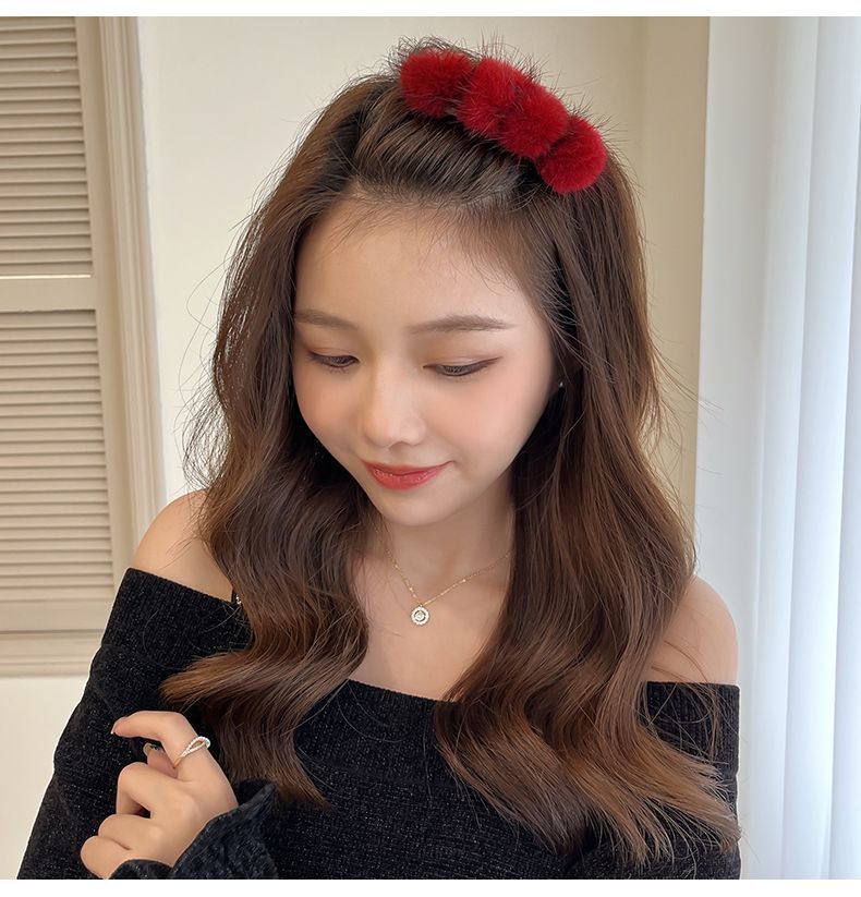 가을과 겨울 플러시 헤어 빗-레드