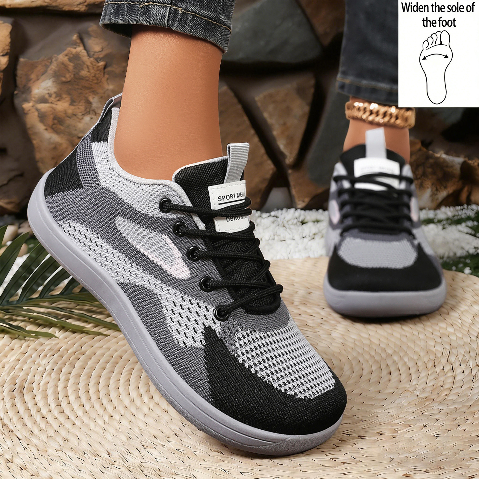 Zapatos de mujer primavera transfronteriza zapatos de mujer ligeros de tejido de vuelo zapatos casuales no apretados no cansados zapatos de cabeza ancha zapatos de caminar anchos