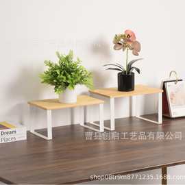 现货竹制铁艺置物架厨房调味品杂物收纳整理架两层木质储物收纳架