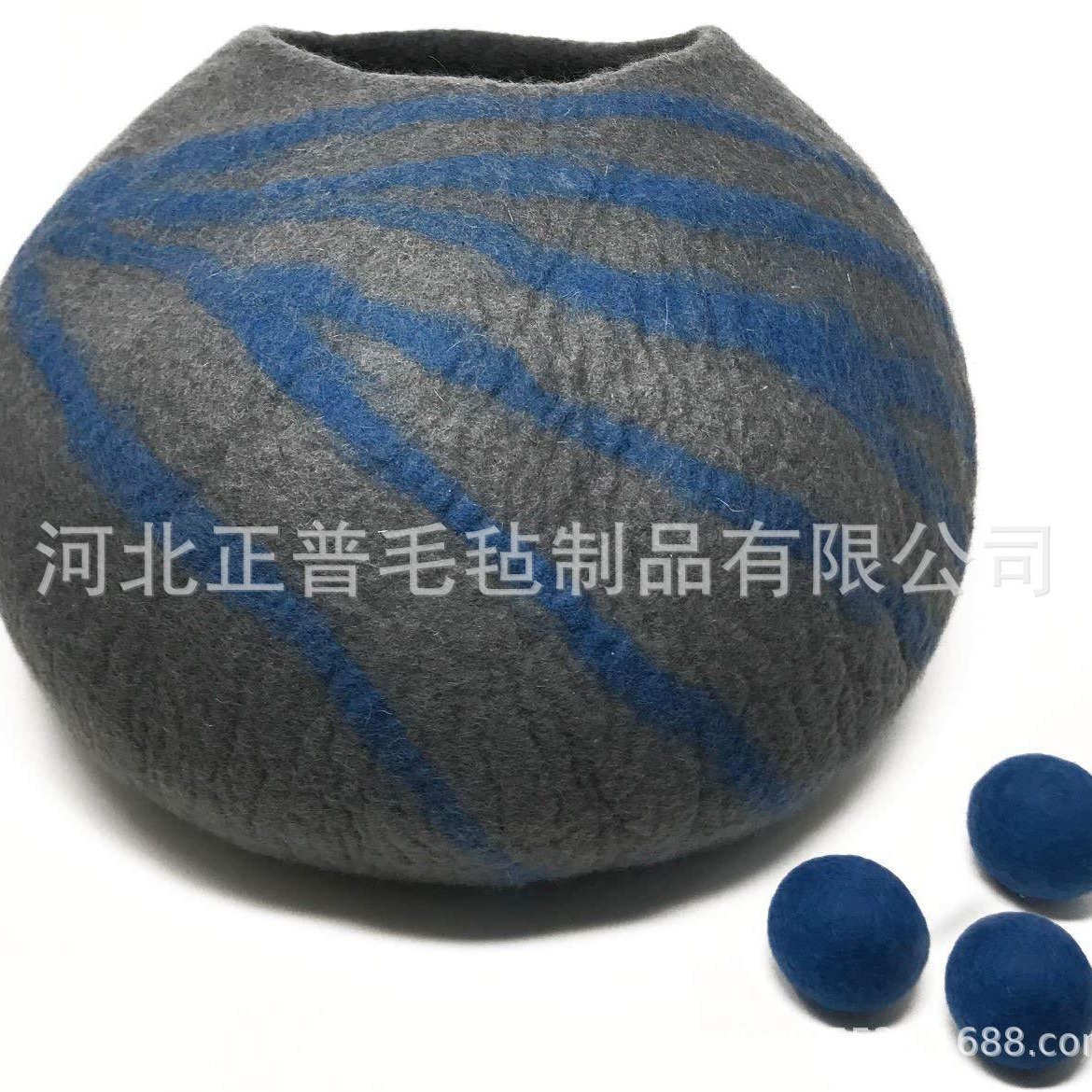 供应亚马逊羊毛手工宠物毡窝猫窝冬天羊毛猫房子 条纹状