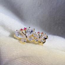 时尚可爱小胸针迷你双蝴蝶锆石韩胸花女衬衫防走光小别针领扣配饰