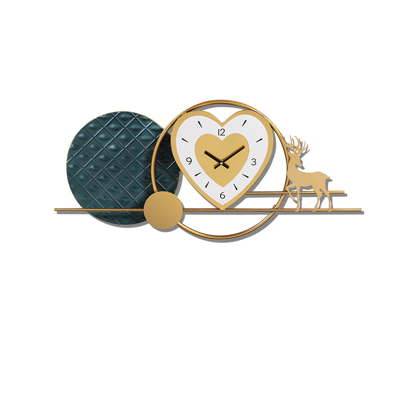 轻奢表钟爱心艺术时钟高档大气客厅夜光挂钟电视墙装饰挂件
