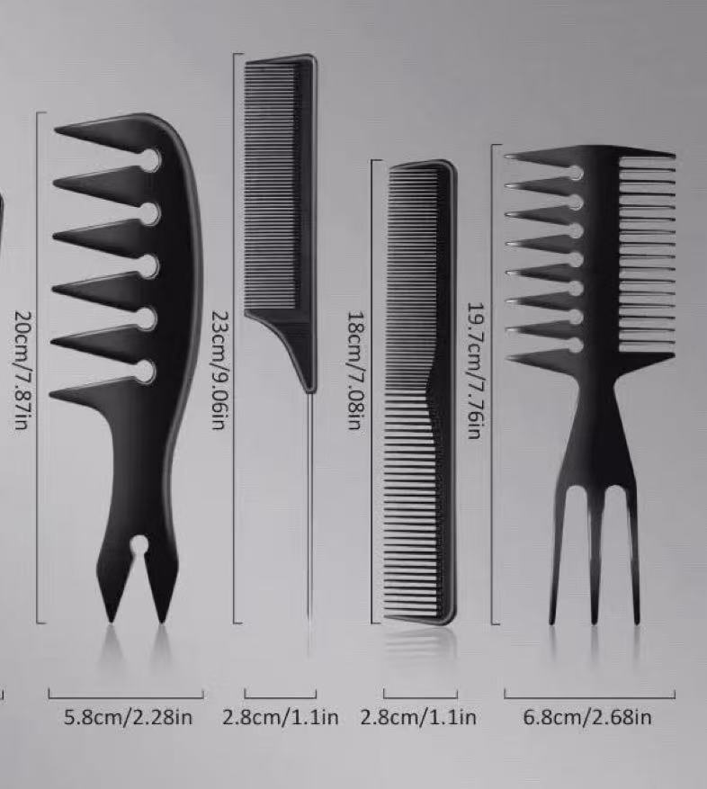 Peine de dientes anchos, peine para peinar el cabello hacia atrás, peine alisador, peine para separar el cabello, peine de maquillaje, peine de estilismo, peine de dientes anchos negro