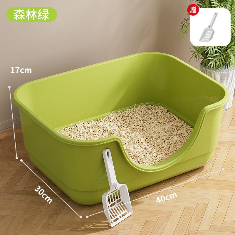 Caja de Arena para Gatos Extra Grande, Semicerrada, Anti-Derrame, Inodoro Abierto para Gatos, Suministros para Mascotas, Venta al por Mayor
