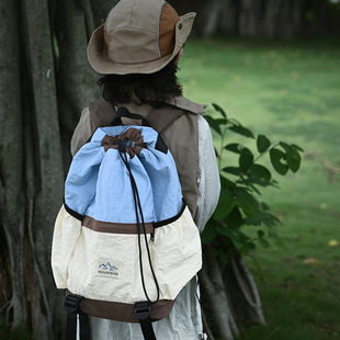 Contrast Color Drawstring Backpack, New Outdoor Hiking and Mountaineering Fashion Versatile Backpack, Short-Distance Travel Leisure Backpack