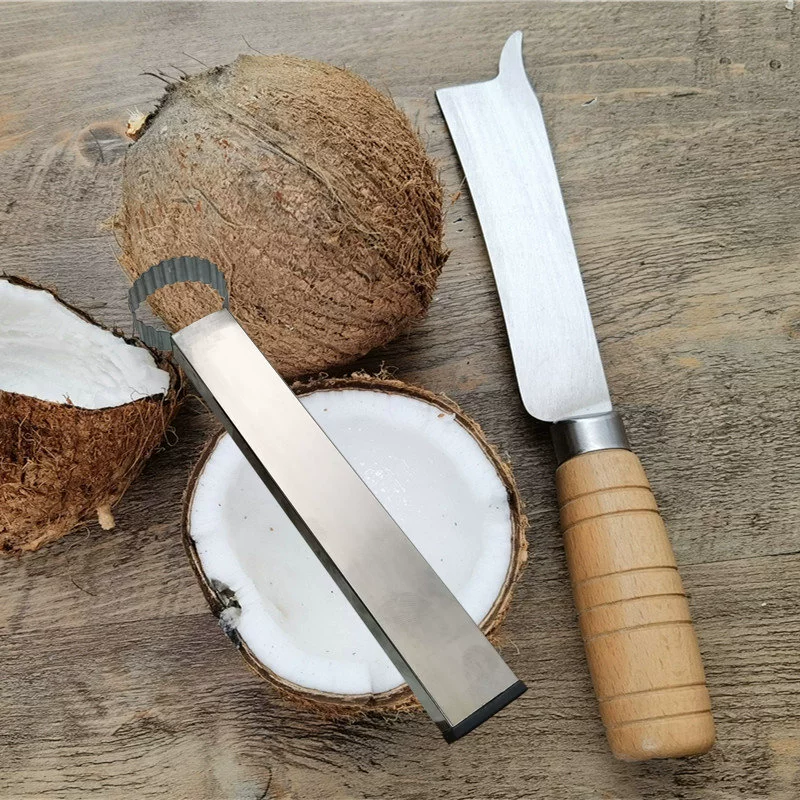 Ланмэй открывает кокосы, ножи для кокоса, открытие скорлуп кокоса, чистит мясо кокоса, кокосовое яйцо, кокос зелёное открытие