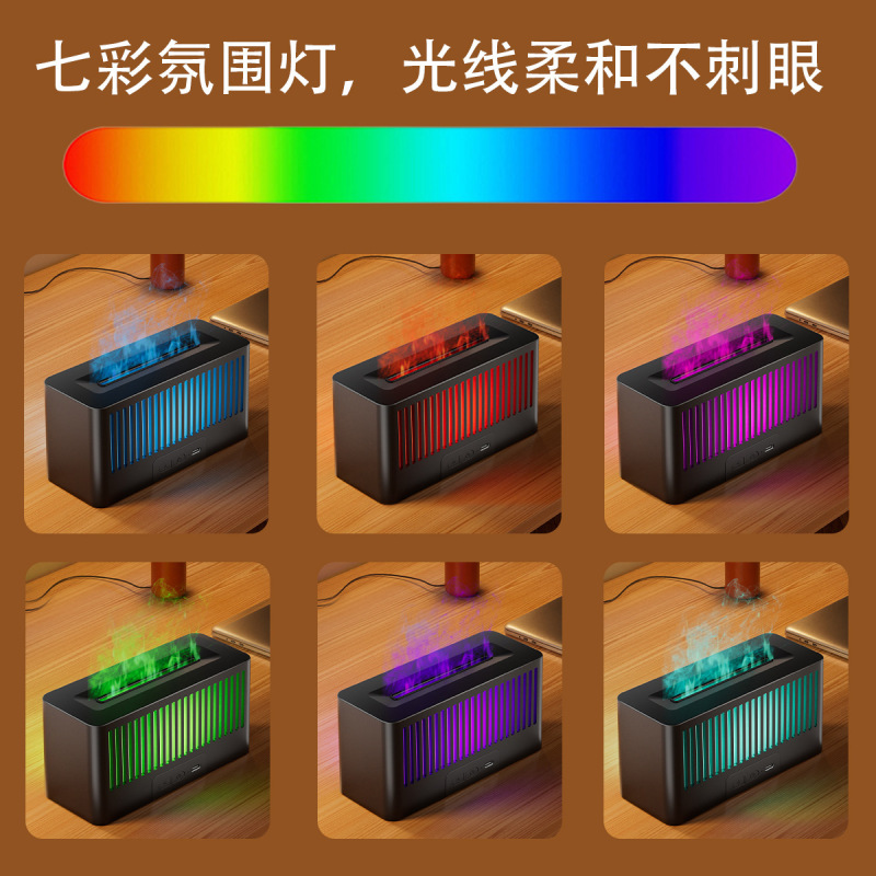 仿真火焰壁炉香薰机家用卧室跨境智能高级感雾化七彩氛围灯加湿器|undefined