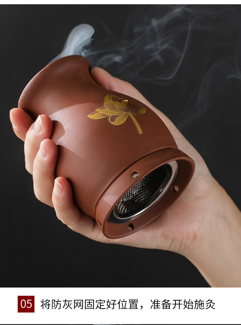Purple Clay Moxibustion Dragon Jar Double Layer Heat Insulated Ceramic Cup Gua Sha Massage Tool for Home Use specifications