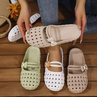 Summer Women's Hole Hollow Women's Shoes White Sandals Flat Beach Shoes Comfortable Outfit Lightweight Mother Shoes