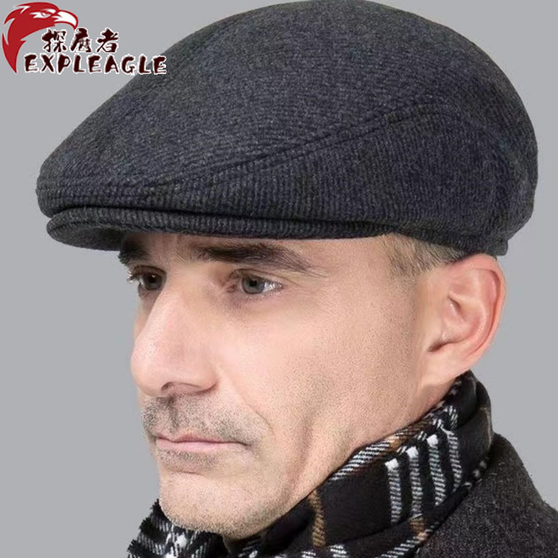 2025 Autumn/Winter New Woolen Forward Beret Hat for Men, Middle-Aged and Elderly, Warm and Thickened Duckbill Hat, Wholesale from Manufacturer 2025 Autumn/Winter New Woolen Forward Beret Hat for Men, Middle-Aged and Elderly, Warm and Thickened Duckbill Hat, Wholesale from Manufacturer