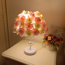 跨境白杆心形水晶伞形玫瑰花台灯床头灯卧室装饰摆件婚庆氛围台灯