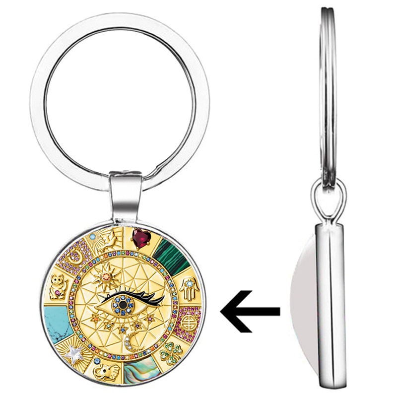 Cross-Border Accessories Bohemian Style Amulet Magic Lucky Symbol Evil Eye Time Gemstone Keychain