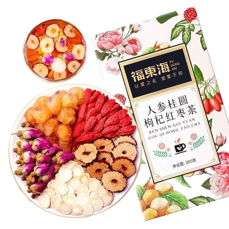 Fudonghai Ginseng, Longan, Goji Berry, Red Date Tea 200g Rose Fruit Tea Health Tea Wholesale for Beauty Care