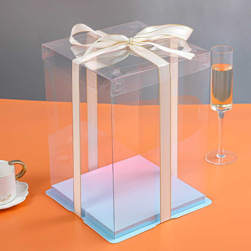 彩虹蛋糕盒渐变色蛋糕盒6寸8寸10寸12寸单层加高双层新款蛋糕盒子