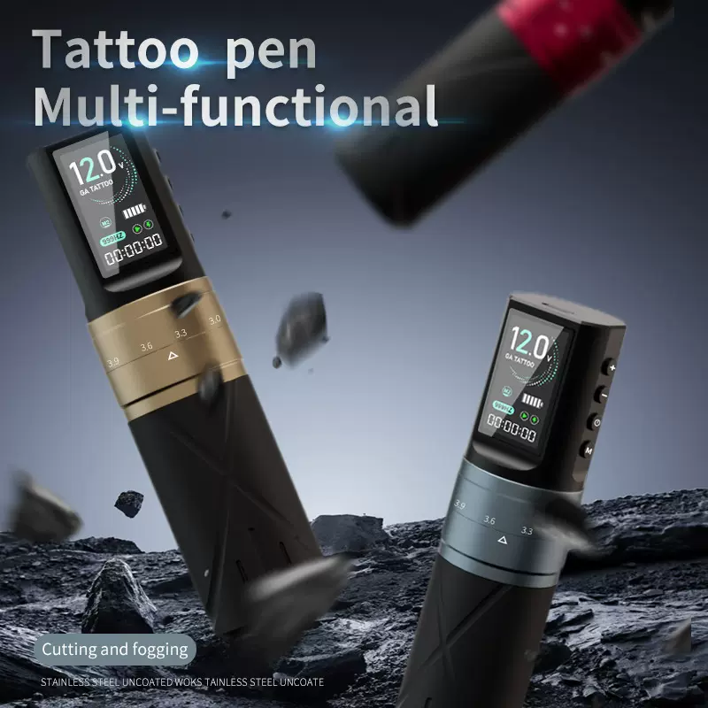 跨境刺青一体机可调行程纹身机 点刺纹身双模式纹身笔 彩屏电池笔