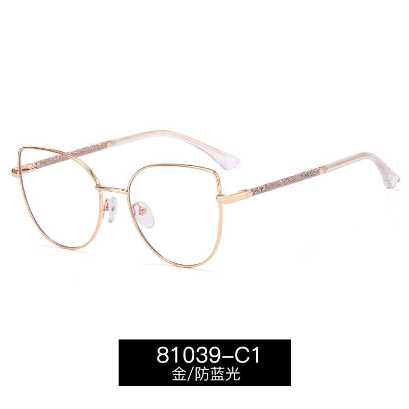 81039 moda metal de moda protector de la cara marco de gafas de luz azul marco de gafas de cara delgada gafas de miopía con grados