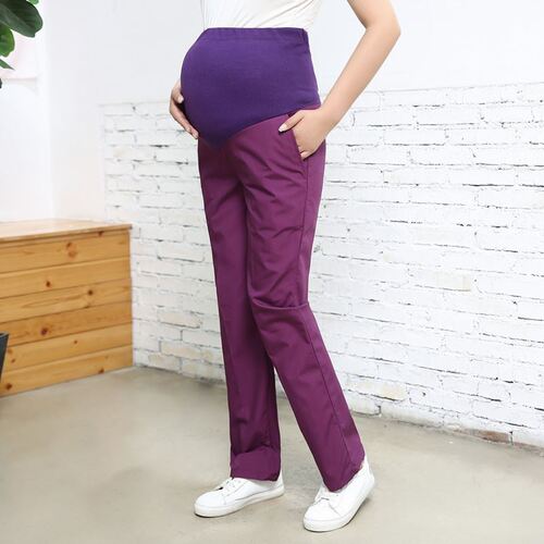 Medical support maternity pants, nurse pants with elastic waistband, white summer style doctor's pants, nurse uniform, cotton maternity nurse pants