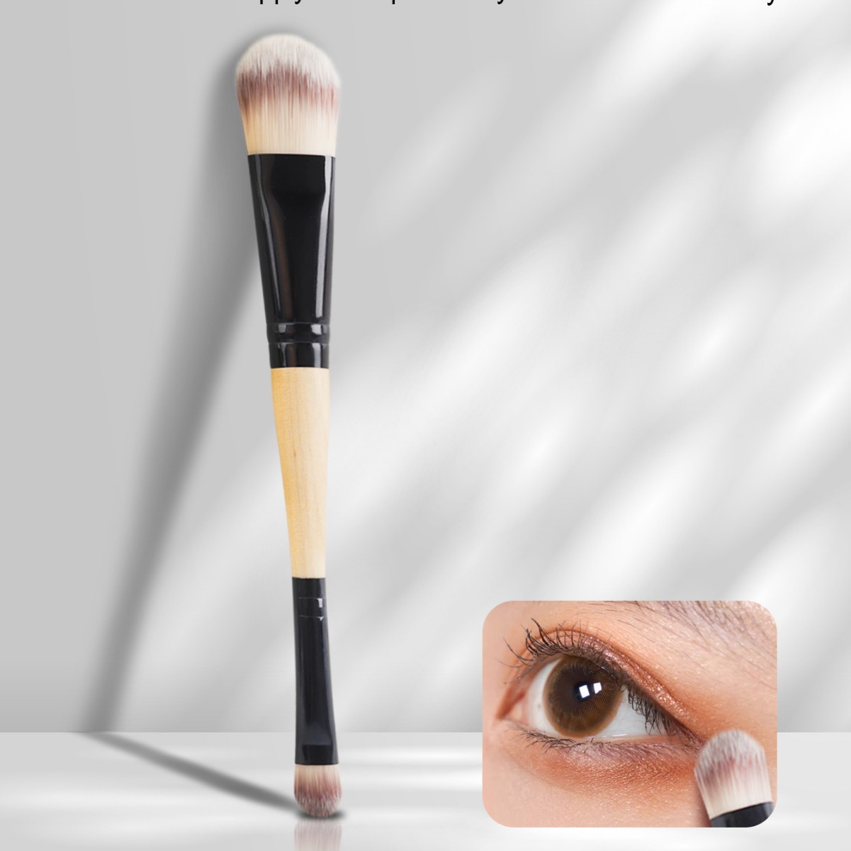 Doble cabeza cepillo de sombra de ojos de doble propósito cepillo de base de cepillo de maquillaje único herramienta de fibra suave cepillo de base de sombra de nariz cepillo de blanqueador