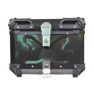 45-liter electroplated carbon fiber imitation stainless steel motorcycle tail box, quick-release motorcycle trunk (Motorcycle trunk) - 45limitation-carbon-fiberblack-base-with-silver-pattern