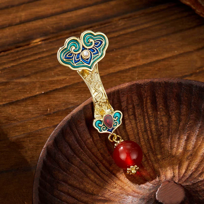Onyx retro brooch, elegant cheongsam, accessory lapel pin, sophisticated pin, internet celebrity