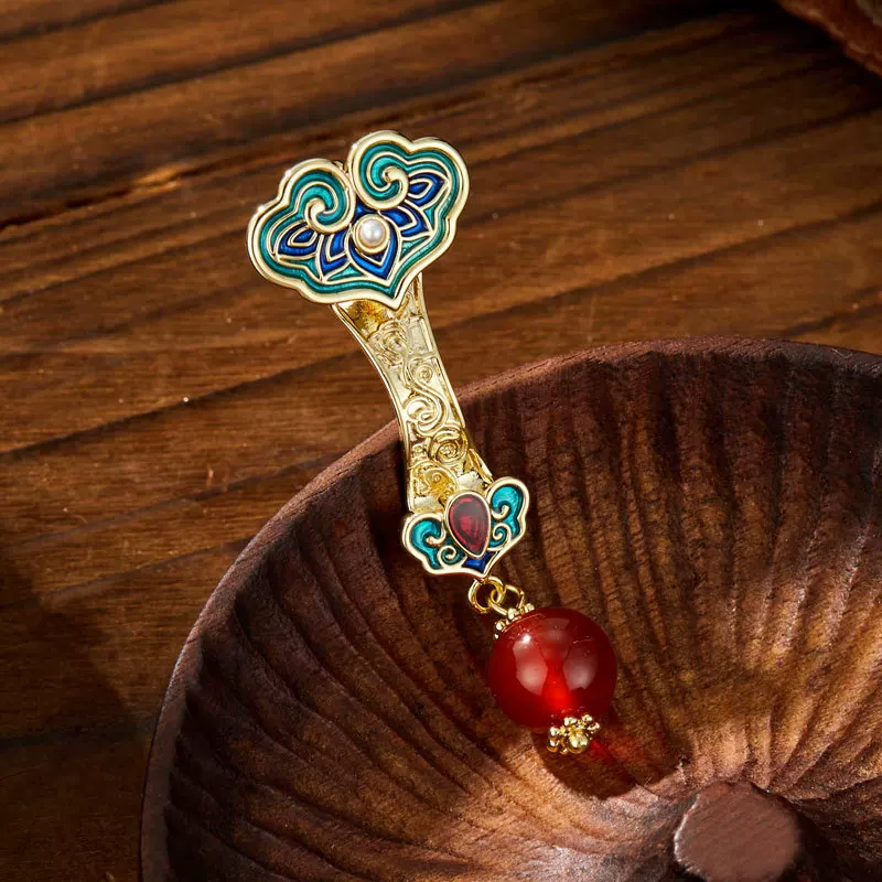 Onyx retro brooch, elegant cheongsam, accessory lapel pin, sophisticated pin, internet celebrity