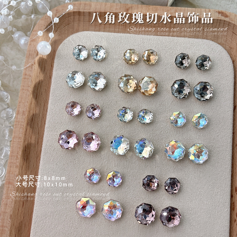 Crystal Millennium Rose Cut Nail Drill Octagonal Crystal Pointed Drill 8*8mm Super Flash Light Luxury Accessories DIY Crystal Millennium Rose Cut Nail Drill Octagonal Crystal Pointed Drill 8*8mm Super Flash Light Luxury Accessories DIY