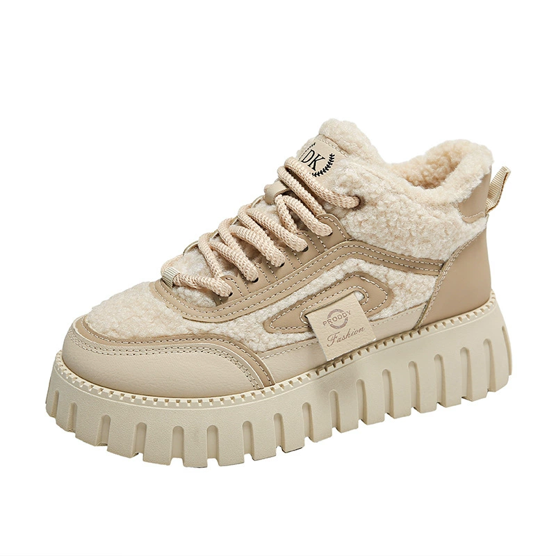 Platform winter sneakers, thick‑sole plush lined, microfiber PU upper, sizes 35–40