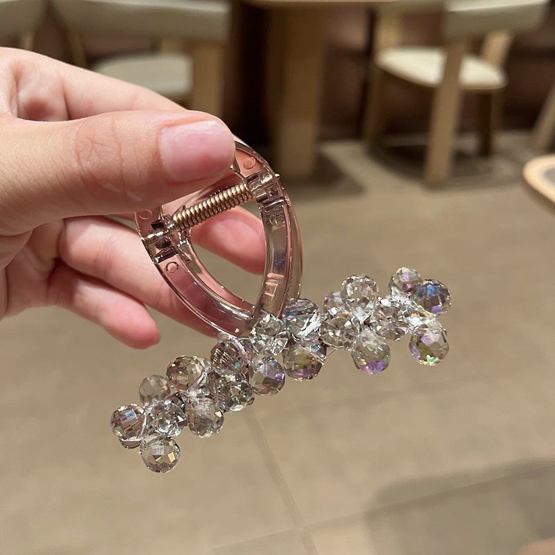 韓国版の軽い高級ラインストーンクリップ、高級感、中型ヘアクリップ、気質、女性用ハーフタイヘアクリップ、ヘアアクセサリー、ヘッドドレス|undefined