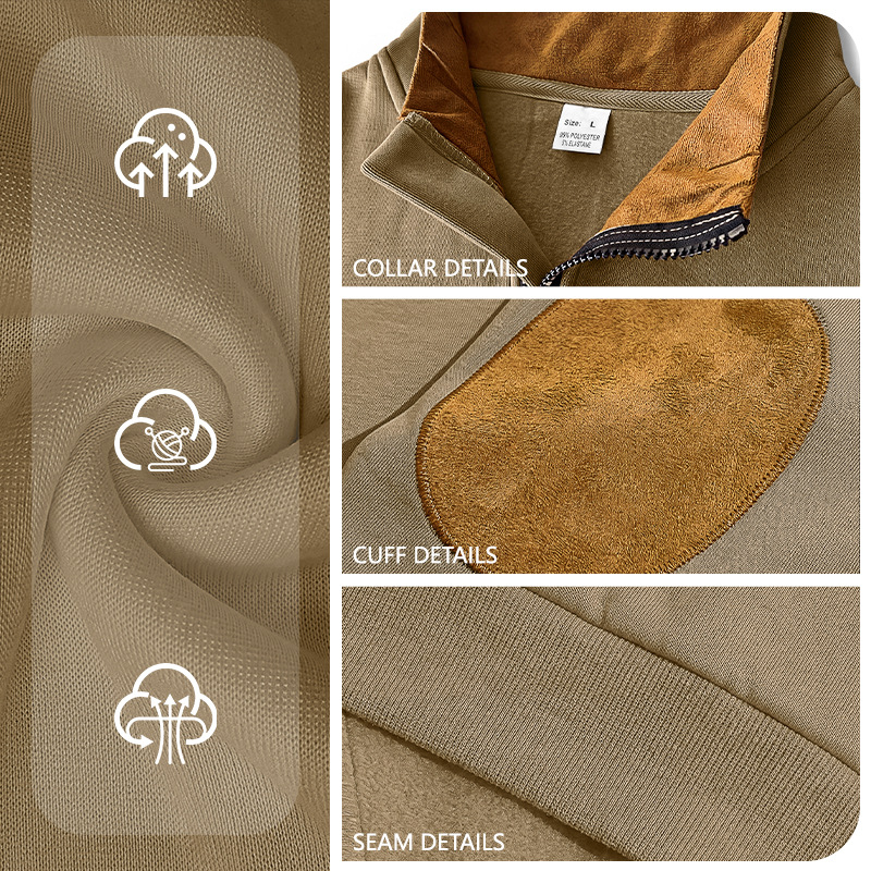 Sudadera con Cuello Henley para Hombre de Poliéster con Cremallera para Ocio