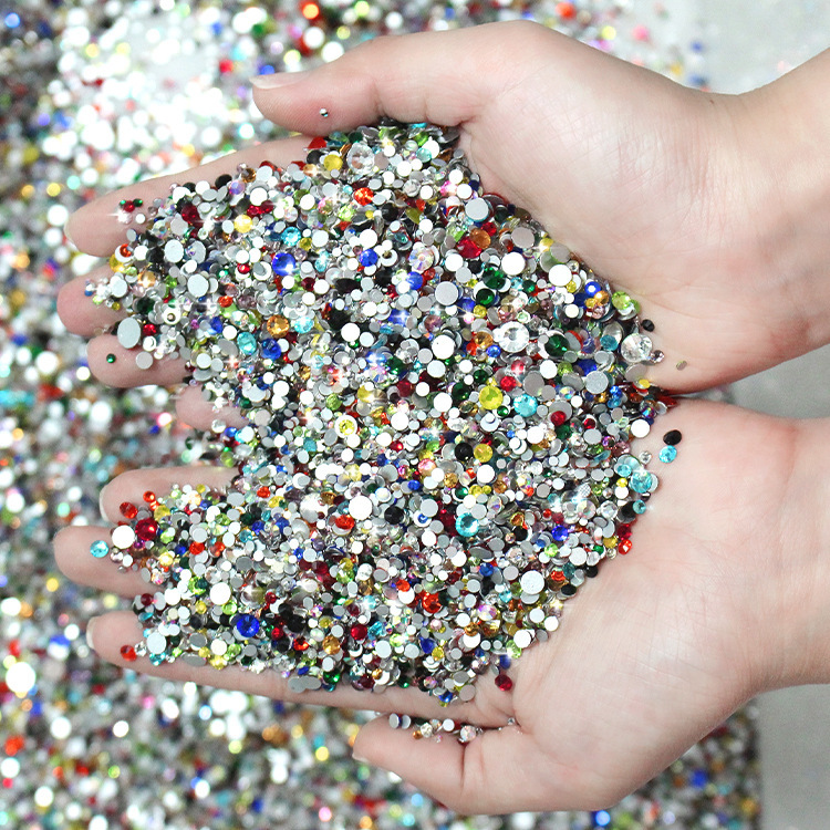 300 taladro de fondo plano tamaño mixto ab transparente taladro de vidrio color caramelo joyería de uñas taladro de uñas