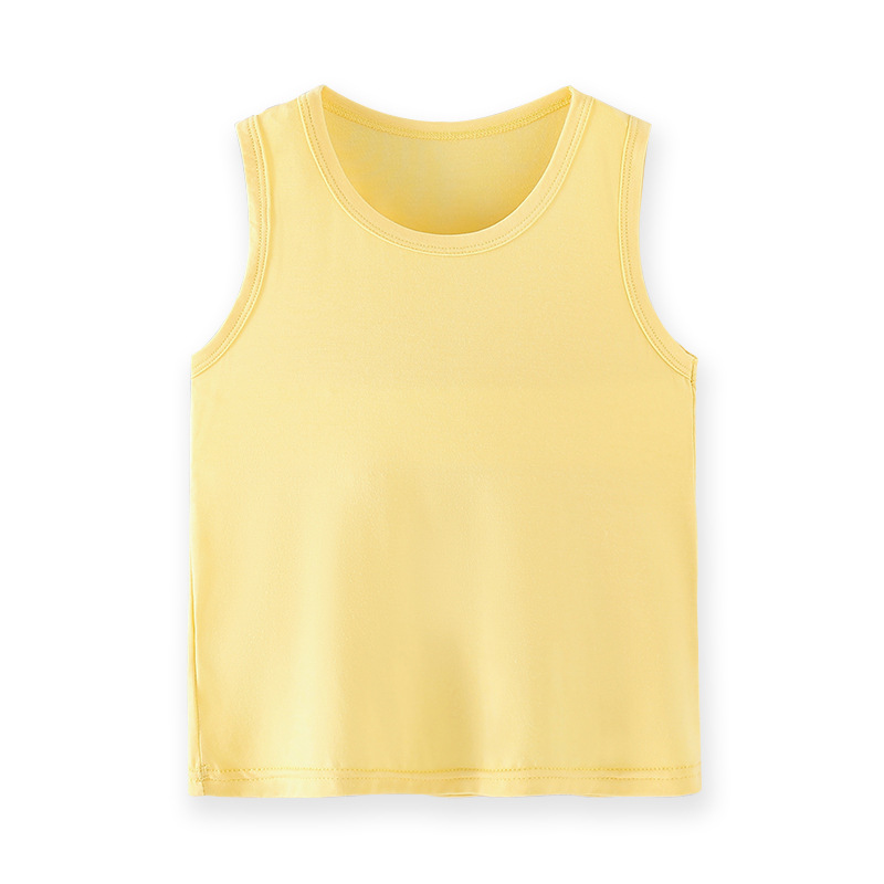 Chaleco modal para niños color sólido cuello redondo chaleco elástico transpirable absorción de humedad niños y niñas chaleco en forma de I verano para niños