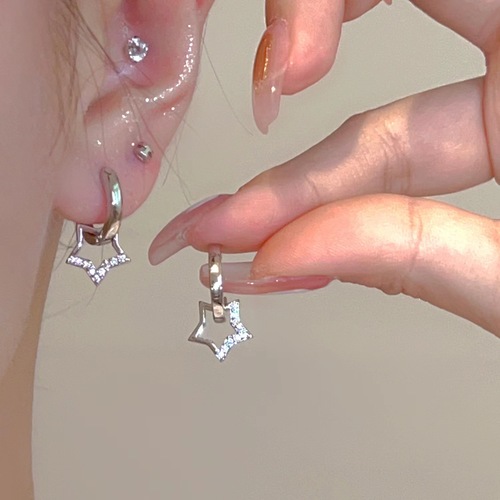Star minority design sense ear hook five-pointed star earring minimalist exquisite earrings for women  new fashion earring for women